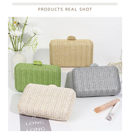Bolso Clutch de Paja Elegante para Mujer
