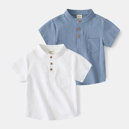 Camisa Infantil de Verano para Niño – Manga Corta Estilo Coreano con Cuello en V