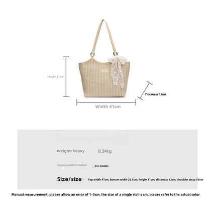 Bolso Tote de Playa de Gran Capacidad Tejido a Mano – Bolso de Hombro Casual de Verano