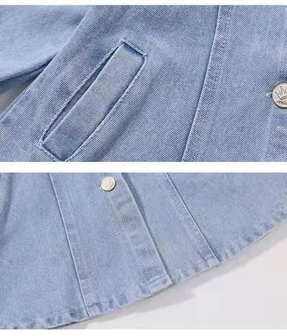 Vestido Infantil de Mezclilla para Niña – Estilo Princesa con Bordado y Lazo