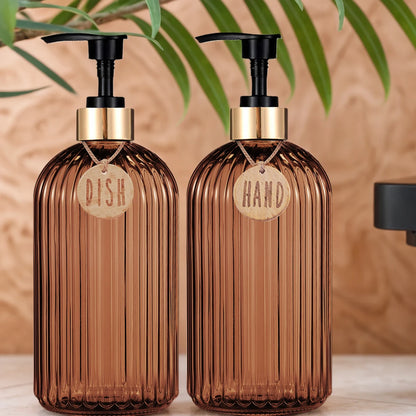 🌿 Dispensador de Jabón Líquido Reutilizable Ámbar – Elegancia y Calidez para tu Hogar
