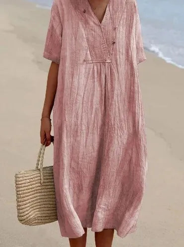 Vestido Midi de Estilo Vintage – Elegancia Relajada y Confort Natural