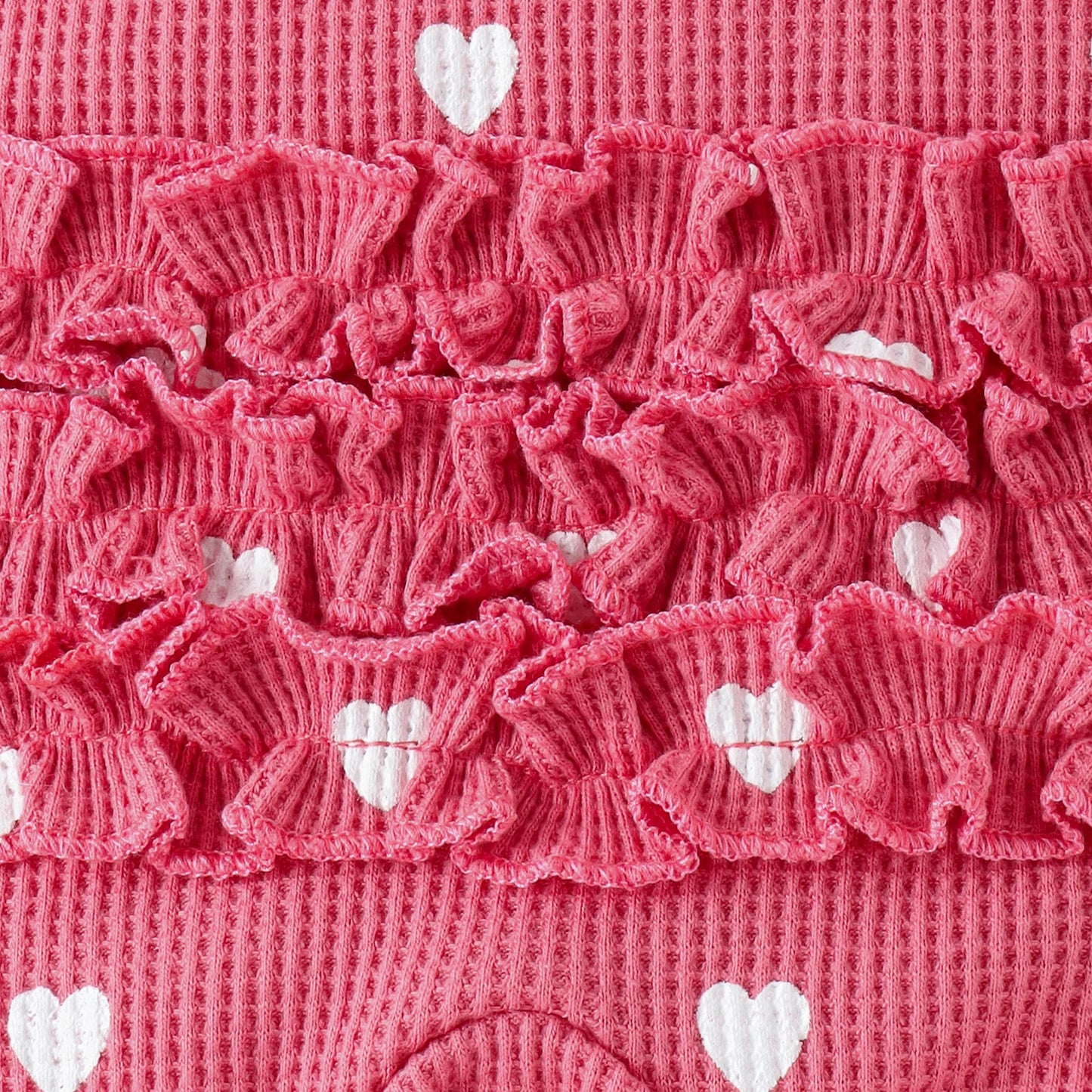 ☁️ "Corazones de Algodón": Mono de Bebé en Tejido Waffle con Cremallera y Pies