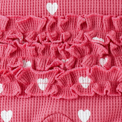 ☁️ "Corazones de Algodón": Mono de Bebé en Tejido Waffle con Cremallera y Pies