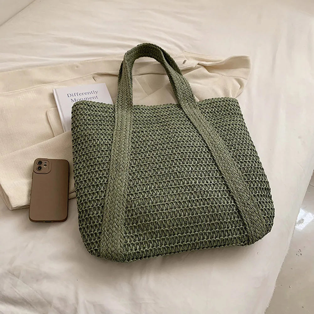 Bolso Tote Tejido de Verano para Mujer – Gran Capacidad con Borla Decorativa