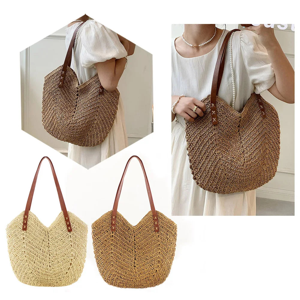 Bolso de Paja de Verano para Mujer – Tote Tejido Artesanal Estilo Playa