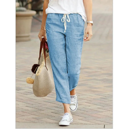 Pantalón Casual Y2K Mujer – Algodón, Cintura Elástica y Cordón Ajustable