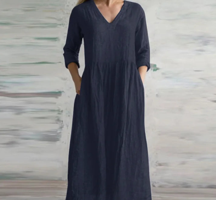 Vestido Maxi Aura de Algodón y Lino
