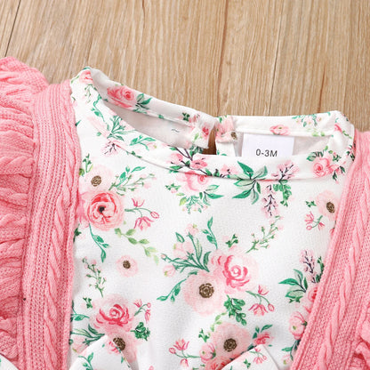 🌸 "Jardín de Ternura": Conjunto de Mameluco Floral con Lazo y Diadema a Juego