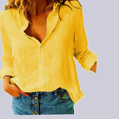 Camisa de Lino Premium para Mujer - Estilo Casual Loose Fit