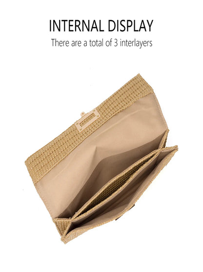 Bolso Clutch de Paja para Mujer – Estilo Boho de Verano para Playa, Viajes y Eventos