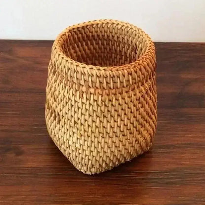 Organizador de Mesa de Ratán Natural – Porta Cubiertos y Accesorios Multiuso