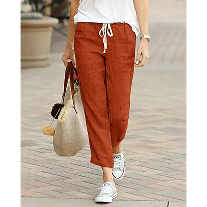 Pantalón Casual Y2K Mujer – Algodón, Cintura Elástica y Cordón Ajustable