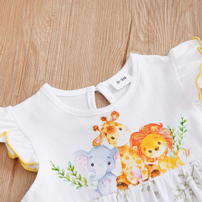 Mono de Verano para Recién Nacido – Jumpsuit Infantil sin Mangas de Algodón con Estampado Animal
