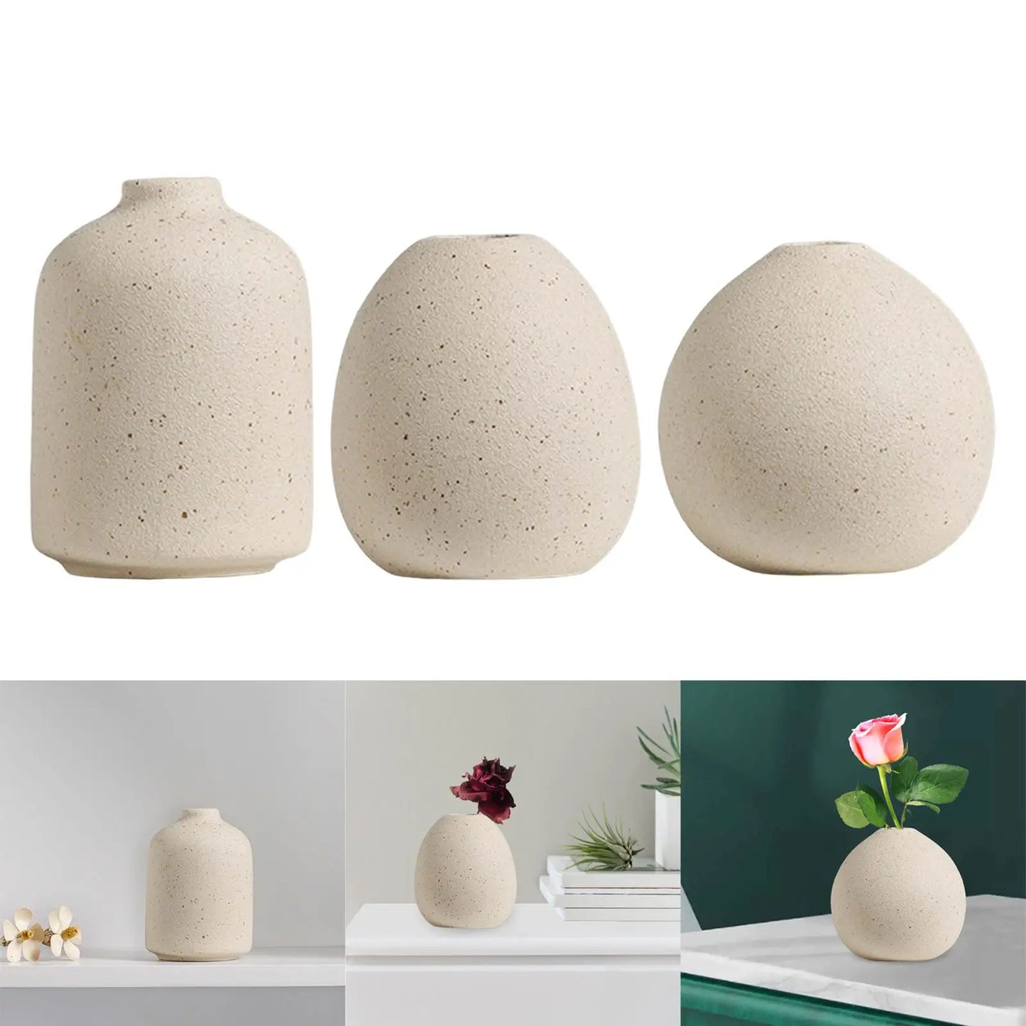 Jarrón Decorativo de Cerámica Estilo Nórdico – Vaso Floral Boho para Hogar