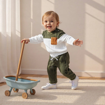 ⭐ Conjunto de Invierno para Bebé y Niño Pequeño – Sudadera de Manga Larga + Pantalón Liso (2 Piezas)