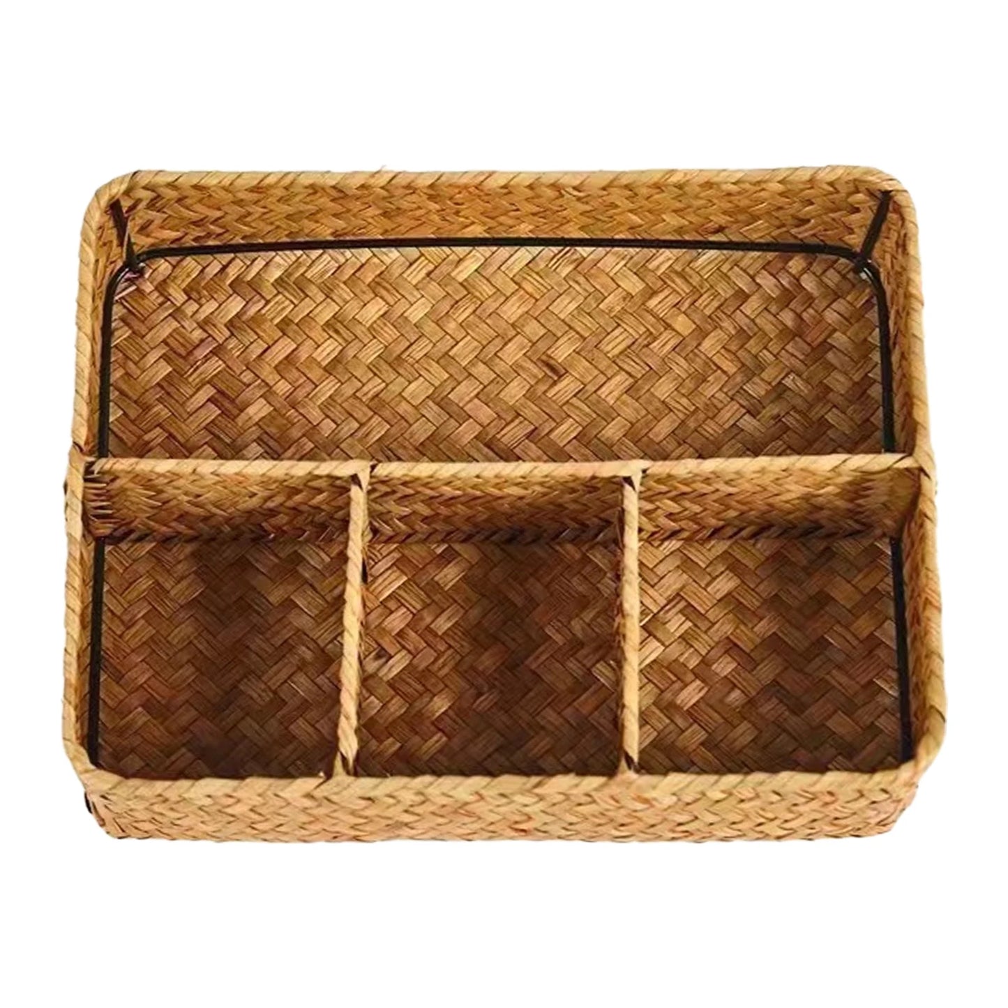 Cesta Organizadora Tejida a Mano con 4 Compartimentos – Ideal para Ropa, Cosméticos y Accesorios