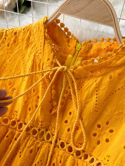 Vestido Bohemio de Verano para Mujer – Vestido Midi sin Mangas con Escote en V y Bordado