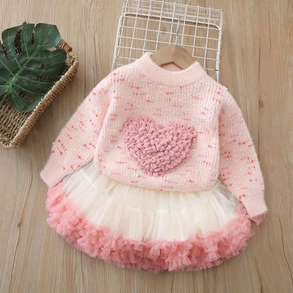 💕 Dulce Invierno de Princesa – Conjunto Encantador de 2 Piezas para Niñas 💕