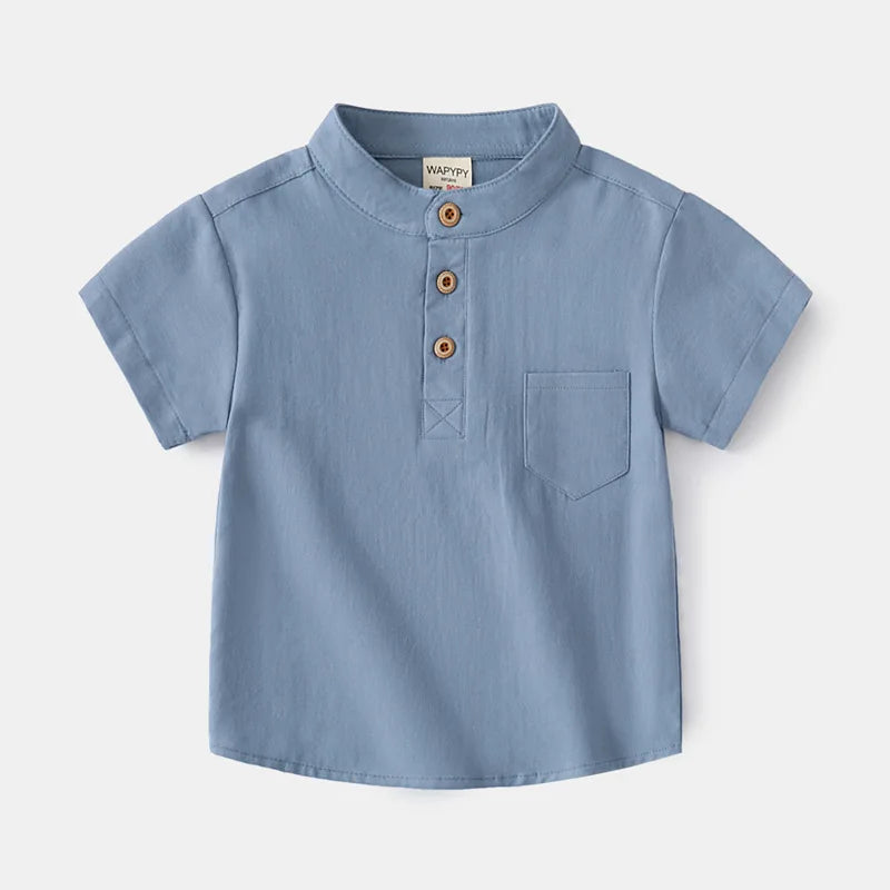 Camisa Infantil de Verano para Niño – Manga Corta Estilo Coreano con Cuello en V