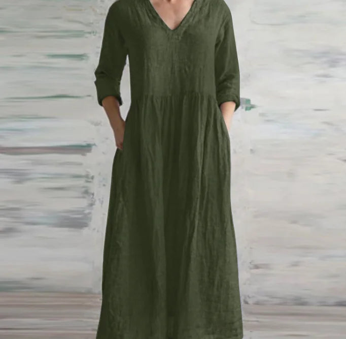 Vestido Maxi Aura de Algodón y Lino