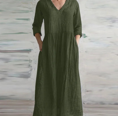 Vestido Maxi Aura de Algodón y Lino