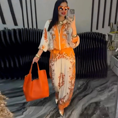 Conjunto Femenino de Verano 2 Piezas – Estilo Elegante y Casual con Estampado