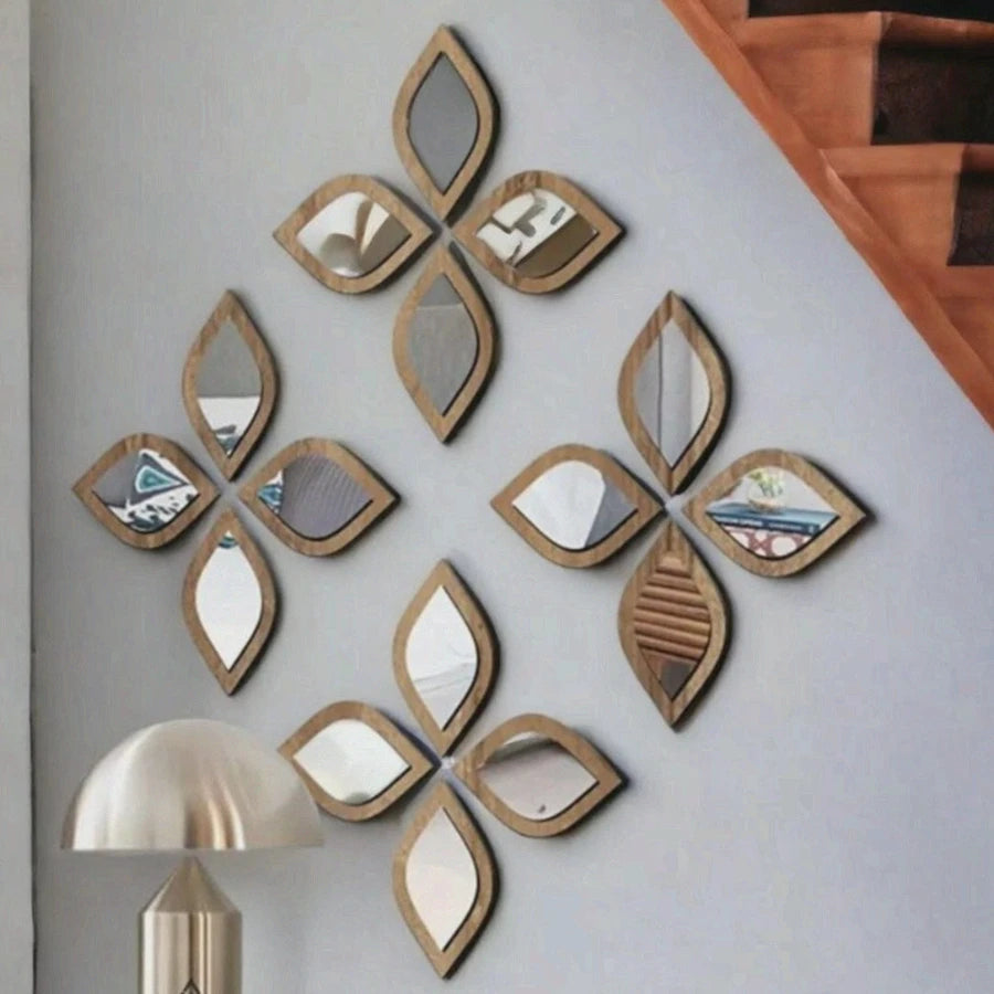 Set de 4 Espejos Decorativos Boho en Forma de Gota