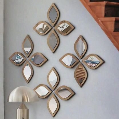 Set de 4 Espejos Decorativos Boho en Forma de Gota