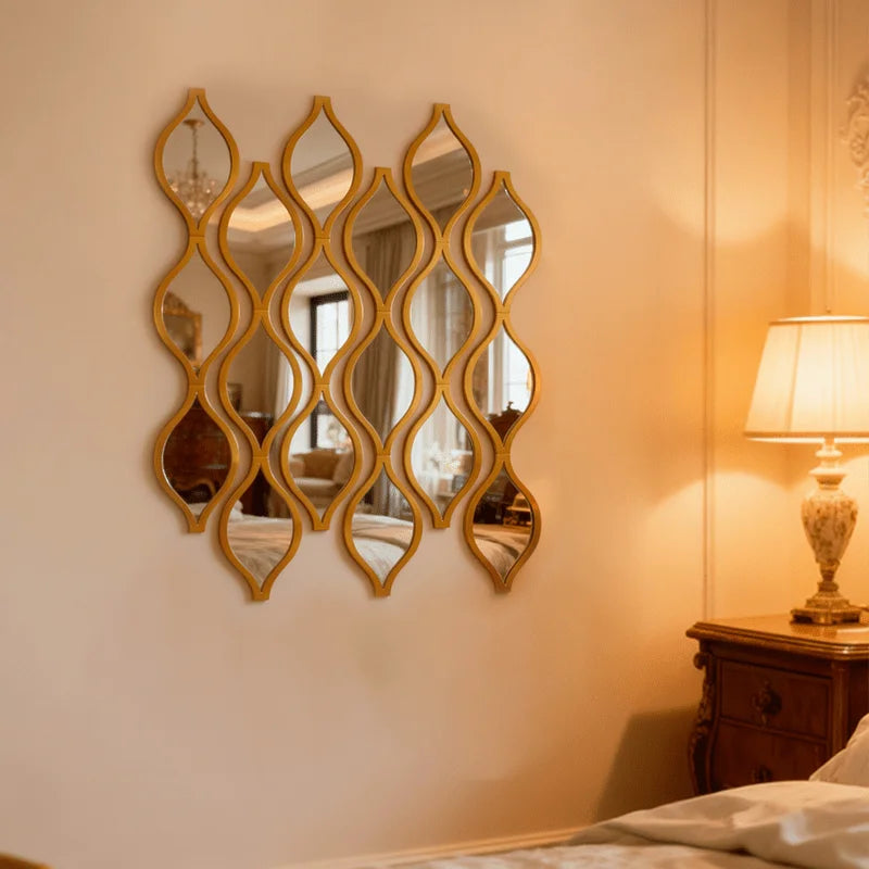 Set de 12 Espejos Decorativos en Forma de Gota – Diseño Artístico Dorado para Pared