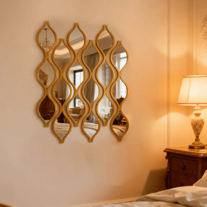 Set de 12 Espejos Decorativos en Forma de Gota – Diseño Artístico Dorado para Pared