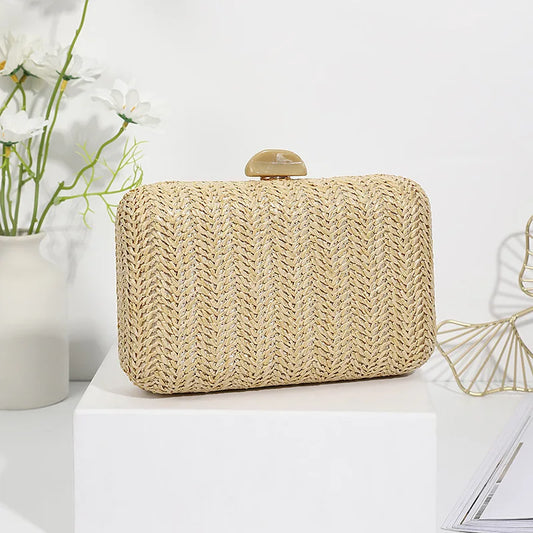 Bolso Clutch de Paja Elegante para Mujer