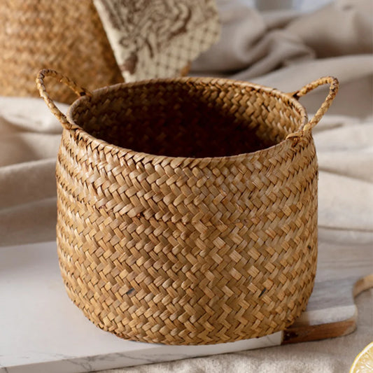 Cesta Organizadora Tejida Estilo Japonés – Elegancia Natural para tu Hogar