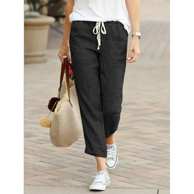 Pantalón Casual Y2K Mujer – Algodón, Cintura Elástica y Cordón Ajustable