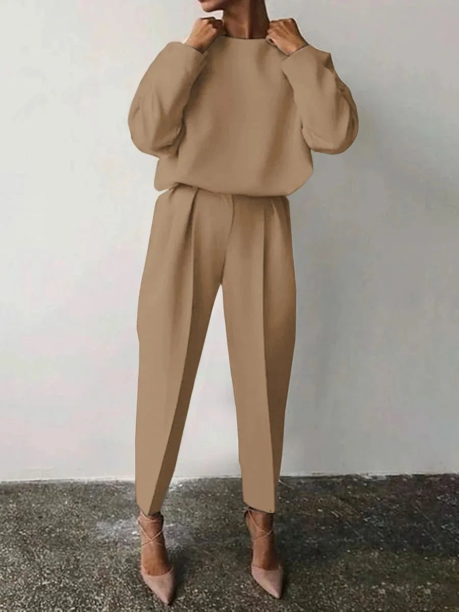 Conjunto Elegante de Mujer – Jersey de Manga Larga + Pantalón Slim