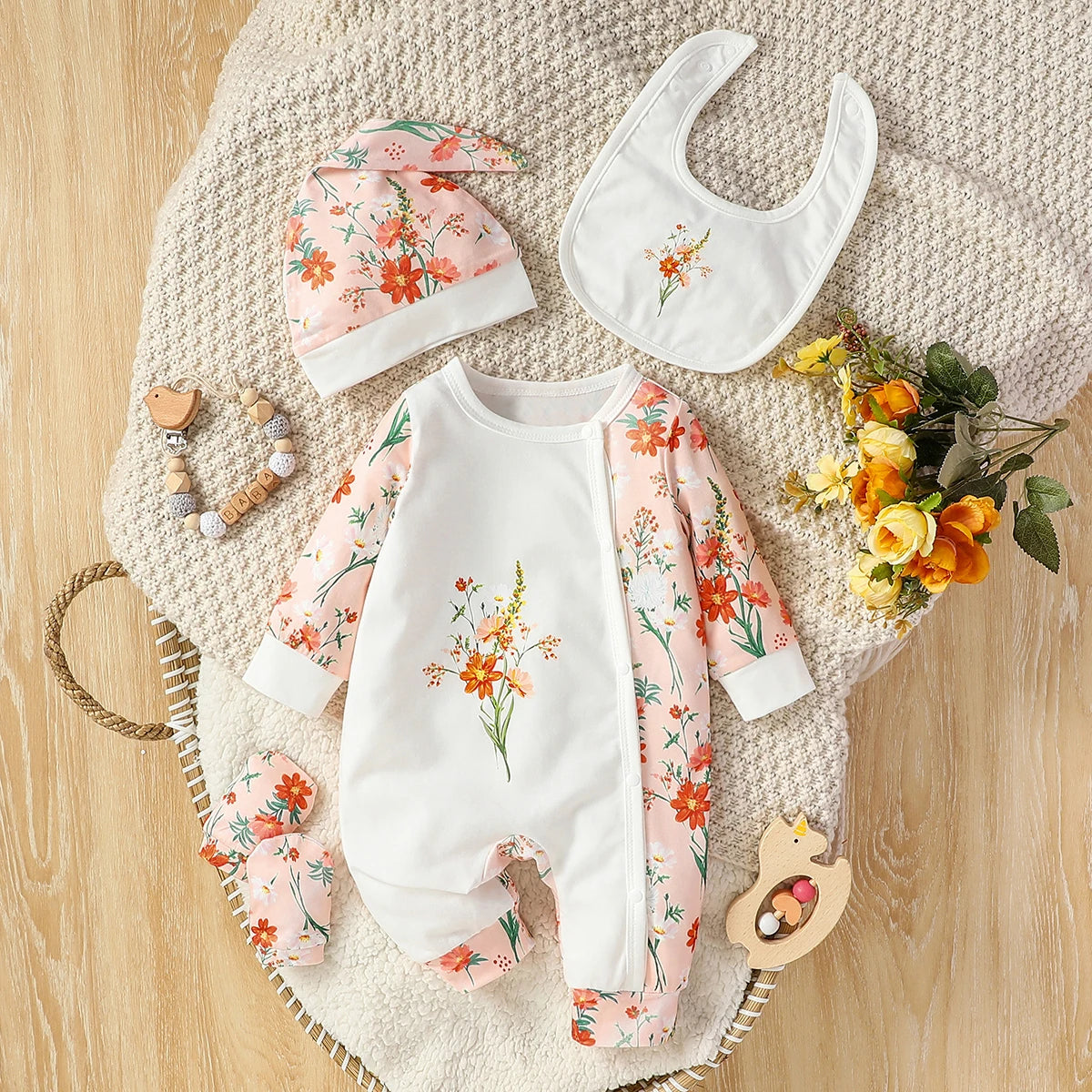 🦌 "Pequeña Cervatilla": Set de Gala Pastoral para Bebé Niña
