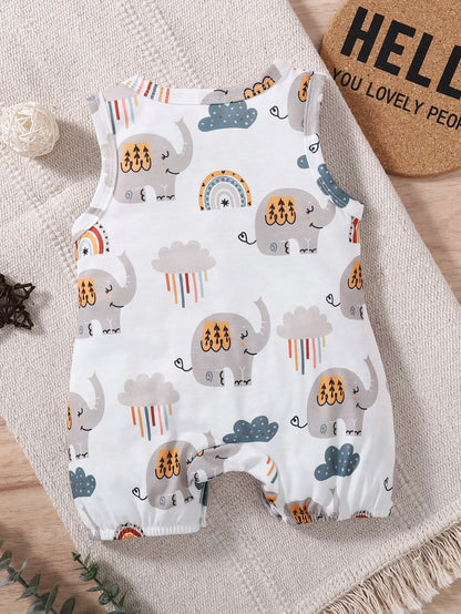 🐘🌈 Enterito de Verano para Bebé Niña con Elefantito y Arcoíris – Suave y Adorable 🌈🐘