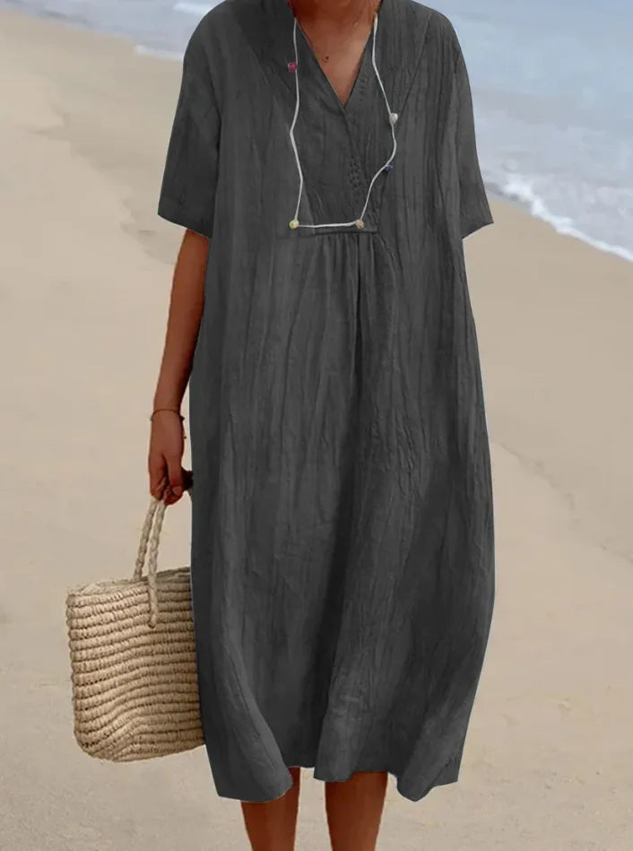 Vestido Midi de Estilo Vintage – Elegancia Relajada y Confort Natural