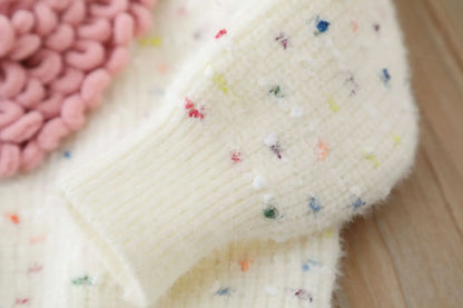 Suéter Infantil para Niña con Estampado de Corazón – Tejido Cálido de Manga Larga