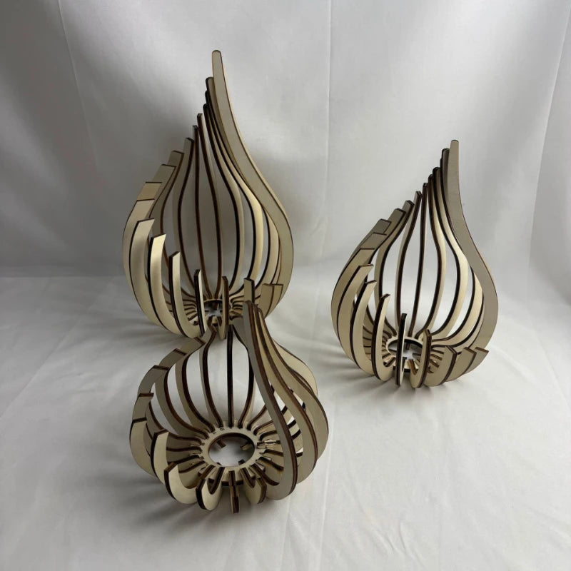Portavelas Decorativo de MDF con Diseño de Llama – Ornamento Artístico para un Ambiente Cálido