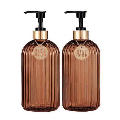 🌿 Dispensador de Jabón Líquido Reutilizable Ámbar – Elegancia y Calidez para tu Hogar